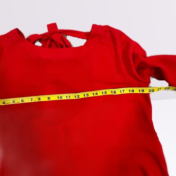 Anthropologie Cloth & Stone NWOT Open Back Red Blouse Top Tie-Back Raffle Size S - Picture 7 of 8